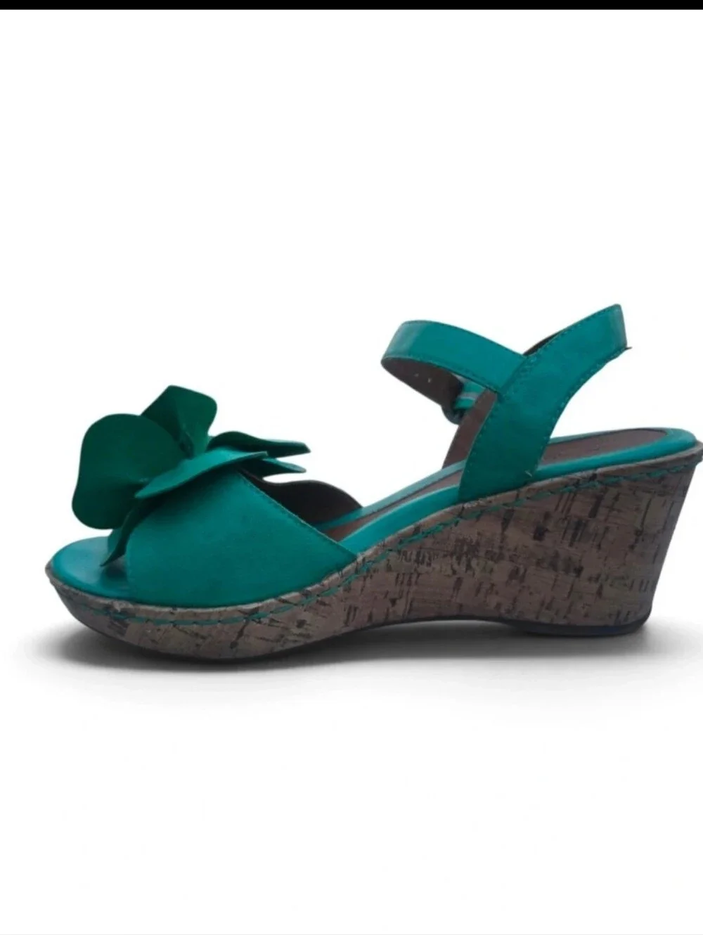 Jaclyn Smith Teal Floral Wedge Sandals